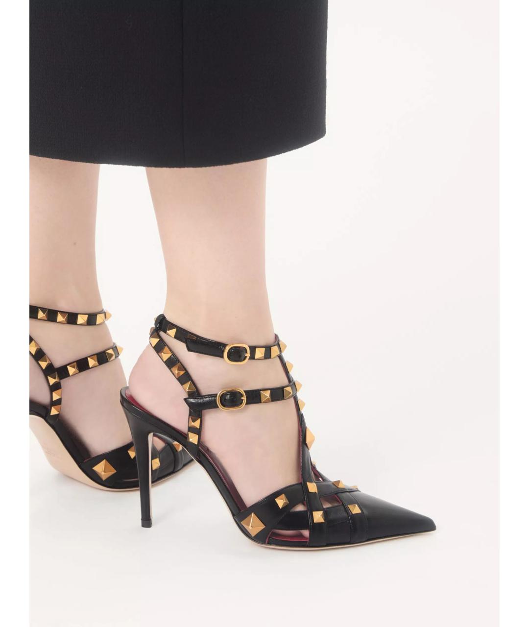 VALENTINO Черные кожаные сандалии, фото 2