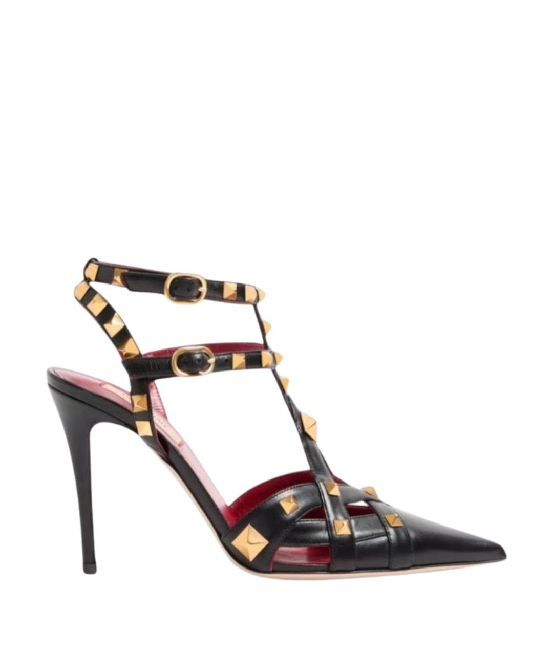 VALENTINO Черные кожаные сандалии, фото 1