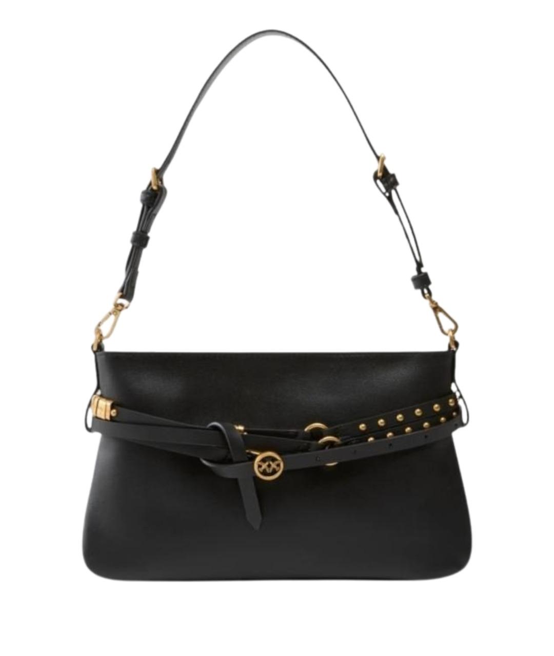 PINKO Черная кожаная сумка через плечо, фото 1