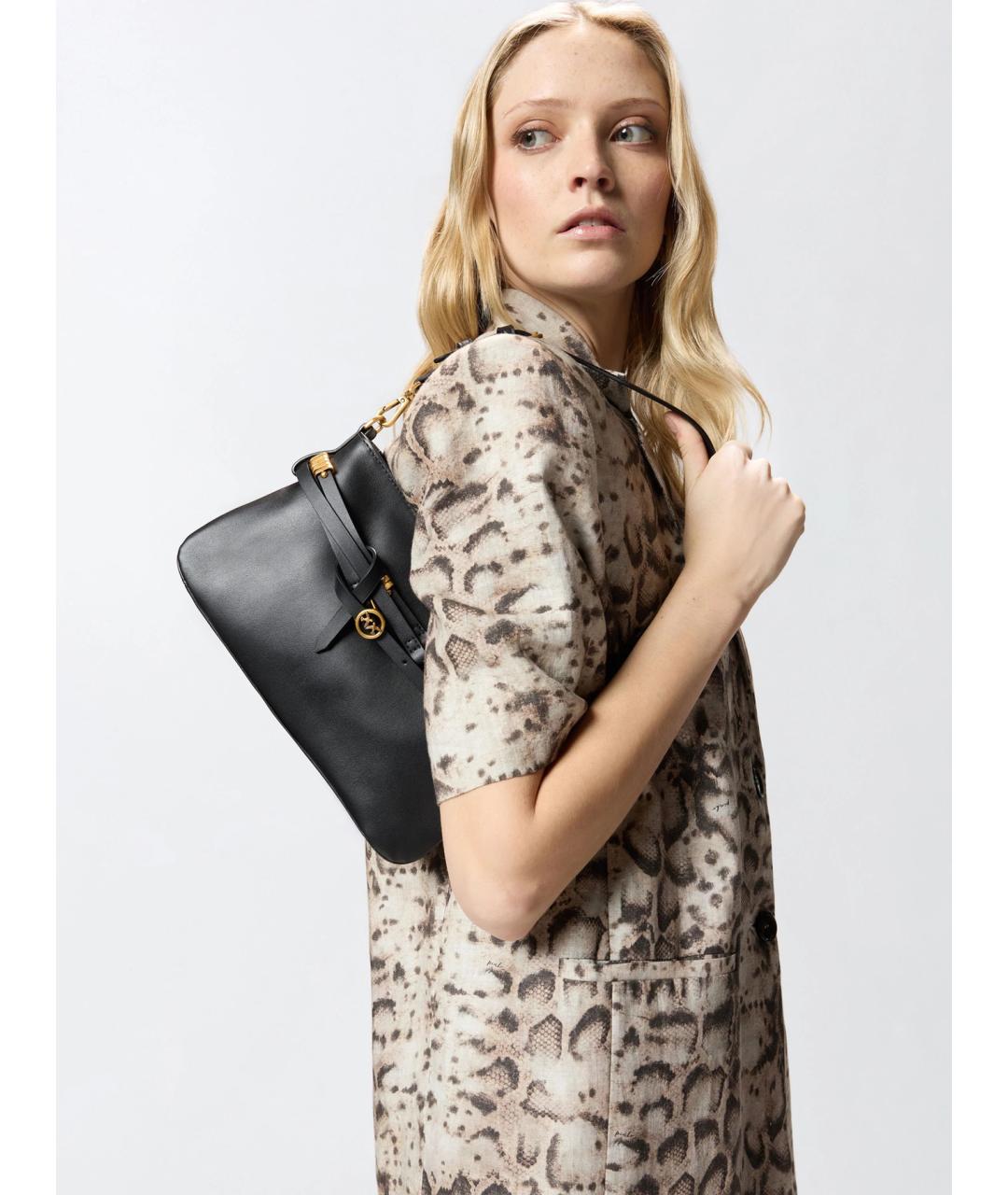 PINKO Черная кожаная сумка через плечо, фото 2