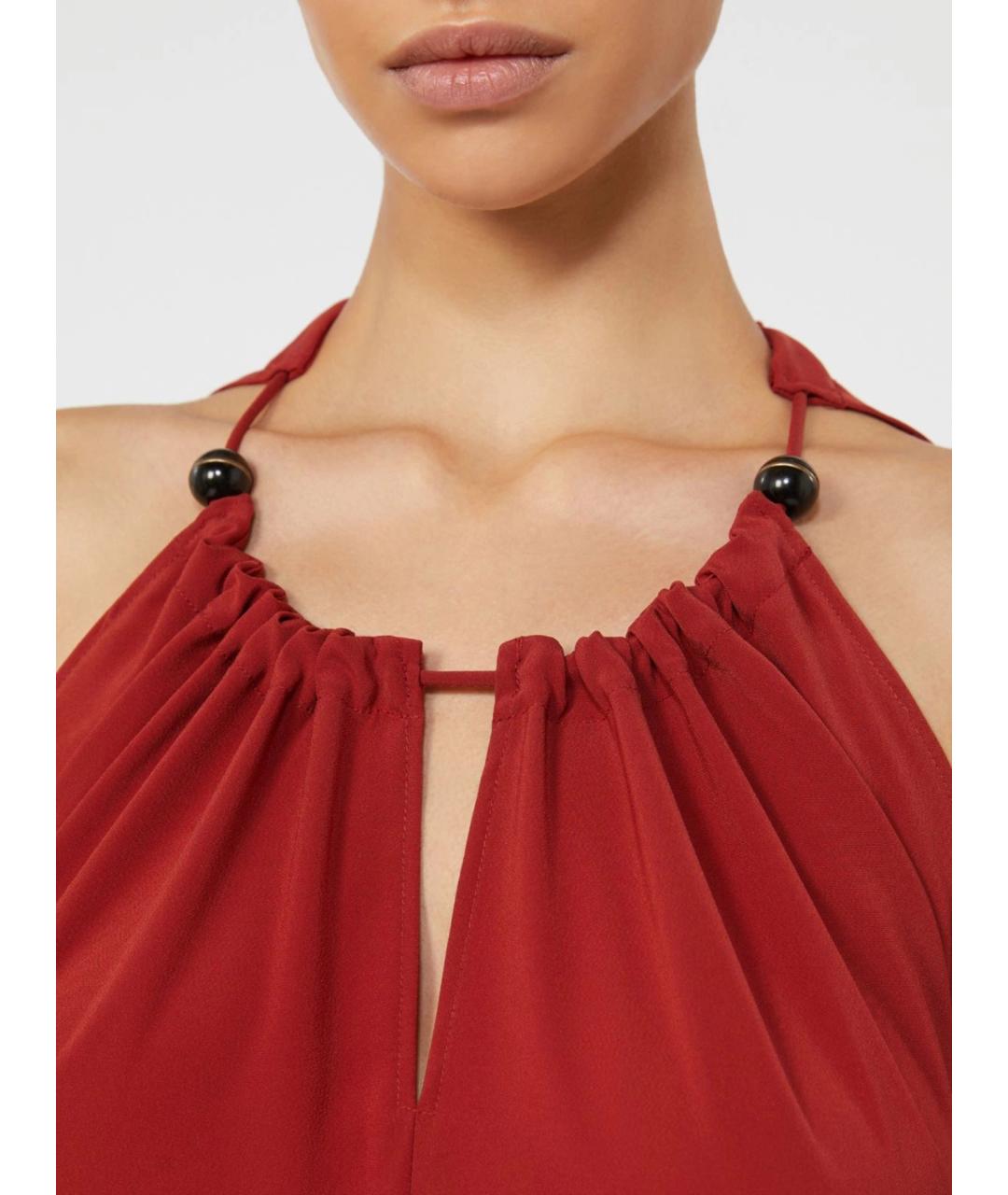 MAX MARA Красный ацетатный комбинезон, фото 4