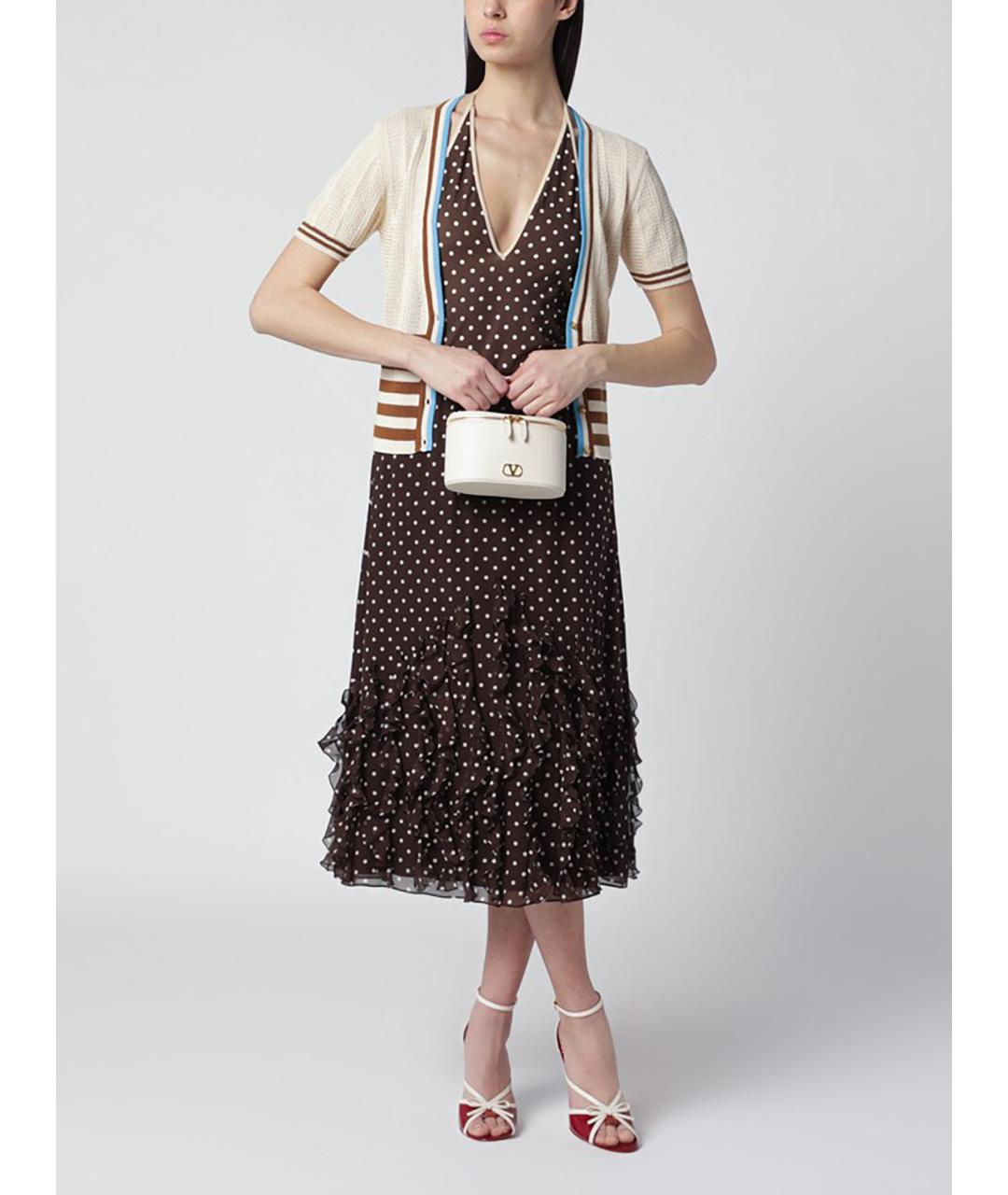 VALENTINO Коричневая шелковая юбка миди, фото 2