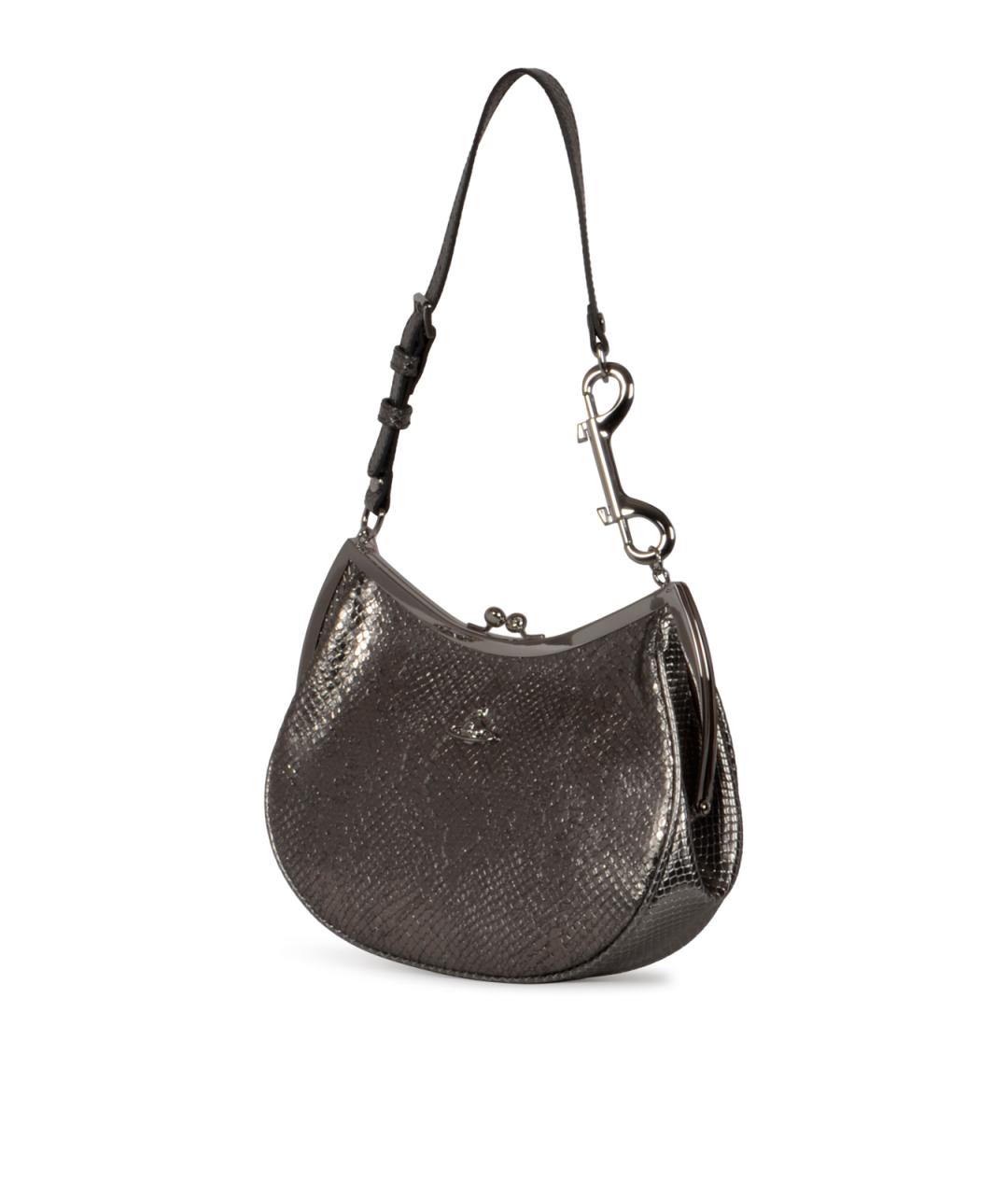 VIVIENNE WESTWOOD Серебряная кожаная сумка через плечо, фото 2