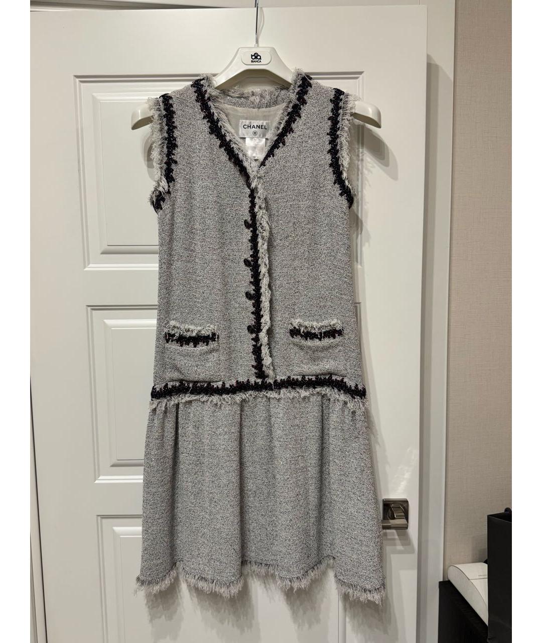 CHANEL Серебряное вискозное вечернее платье, фото 6