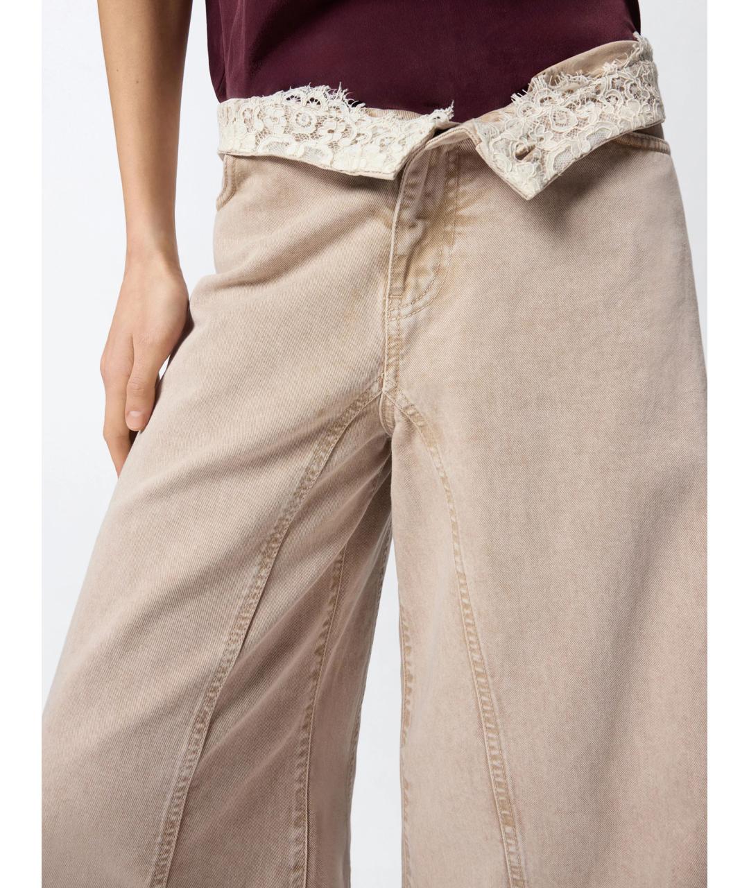 PINKO Бежевые хлопковые джинсы клеш, фото 5