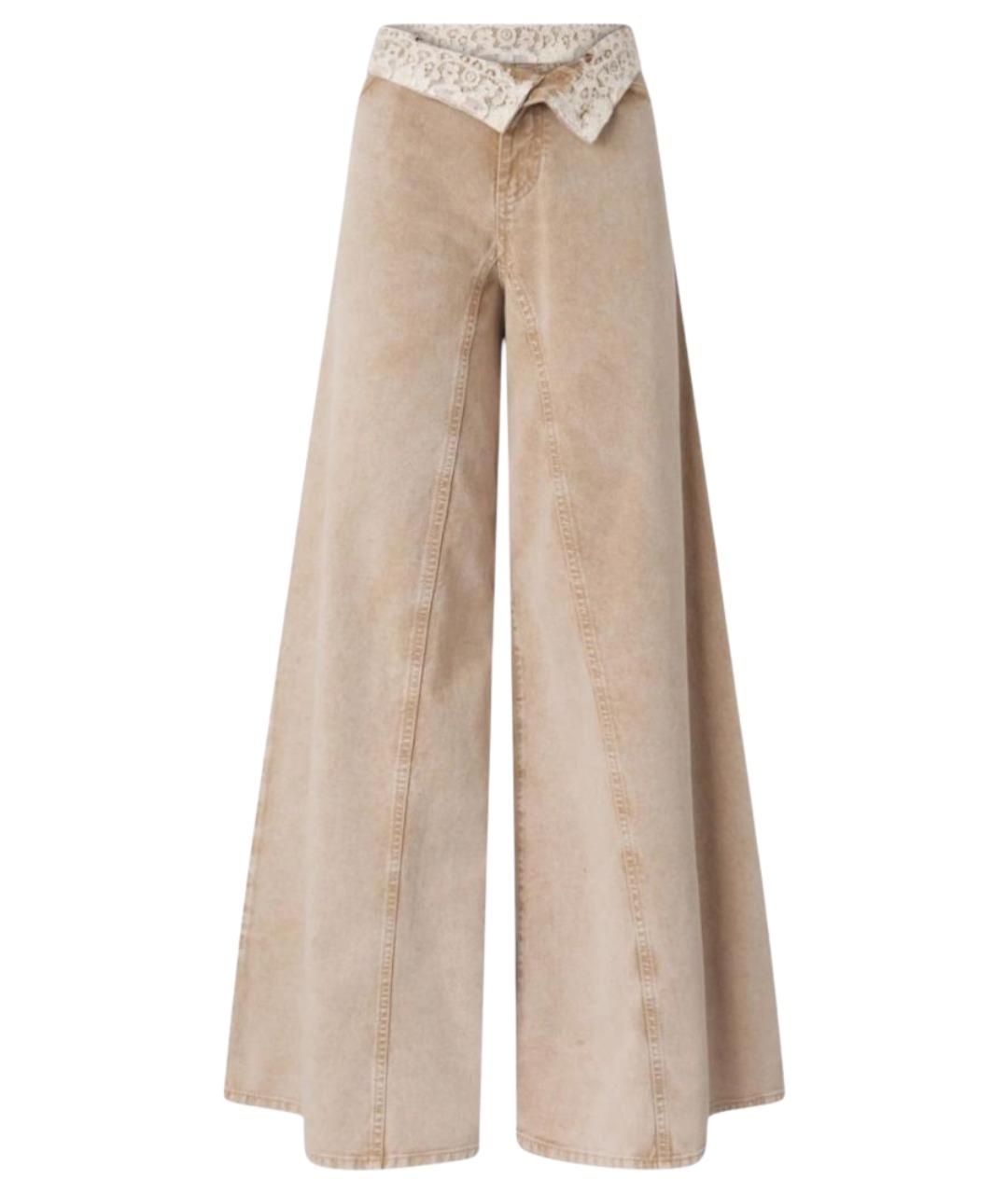 PINKO Бежевые хлопковые джинсы клеш, фото 1