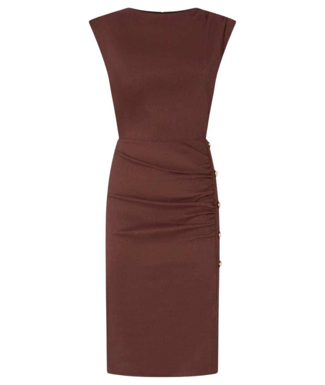 PINKO Коричневое льняное повседневное платье, фото 1