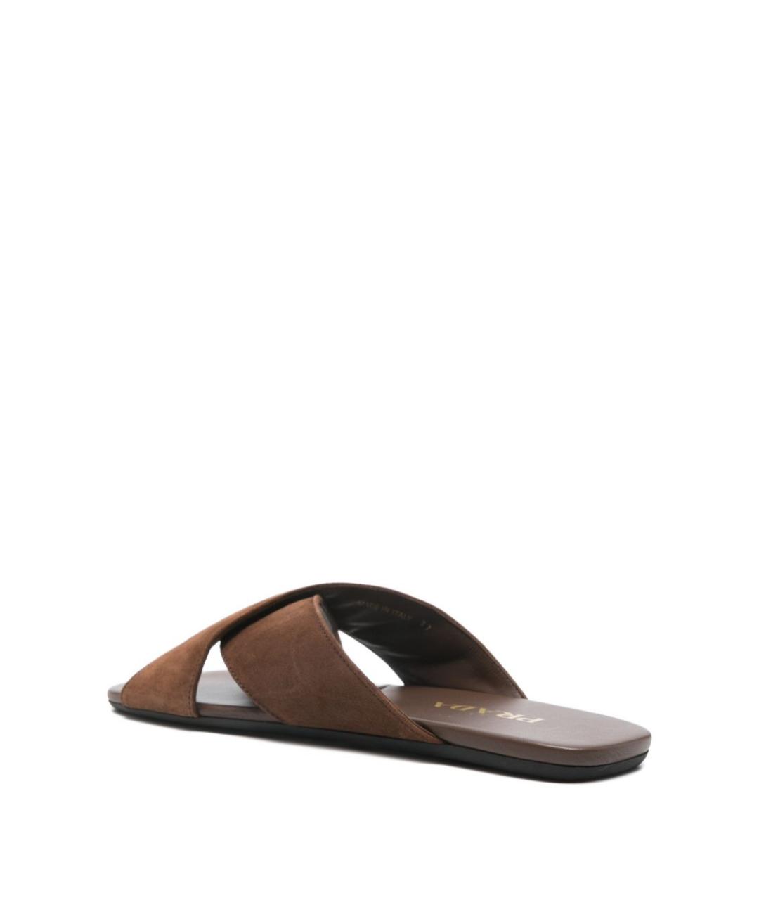 PRADA Коричневые кожаные сандалии, фото 2