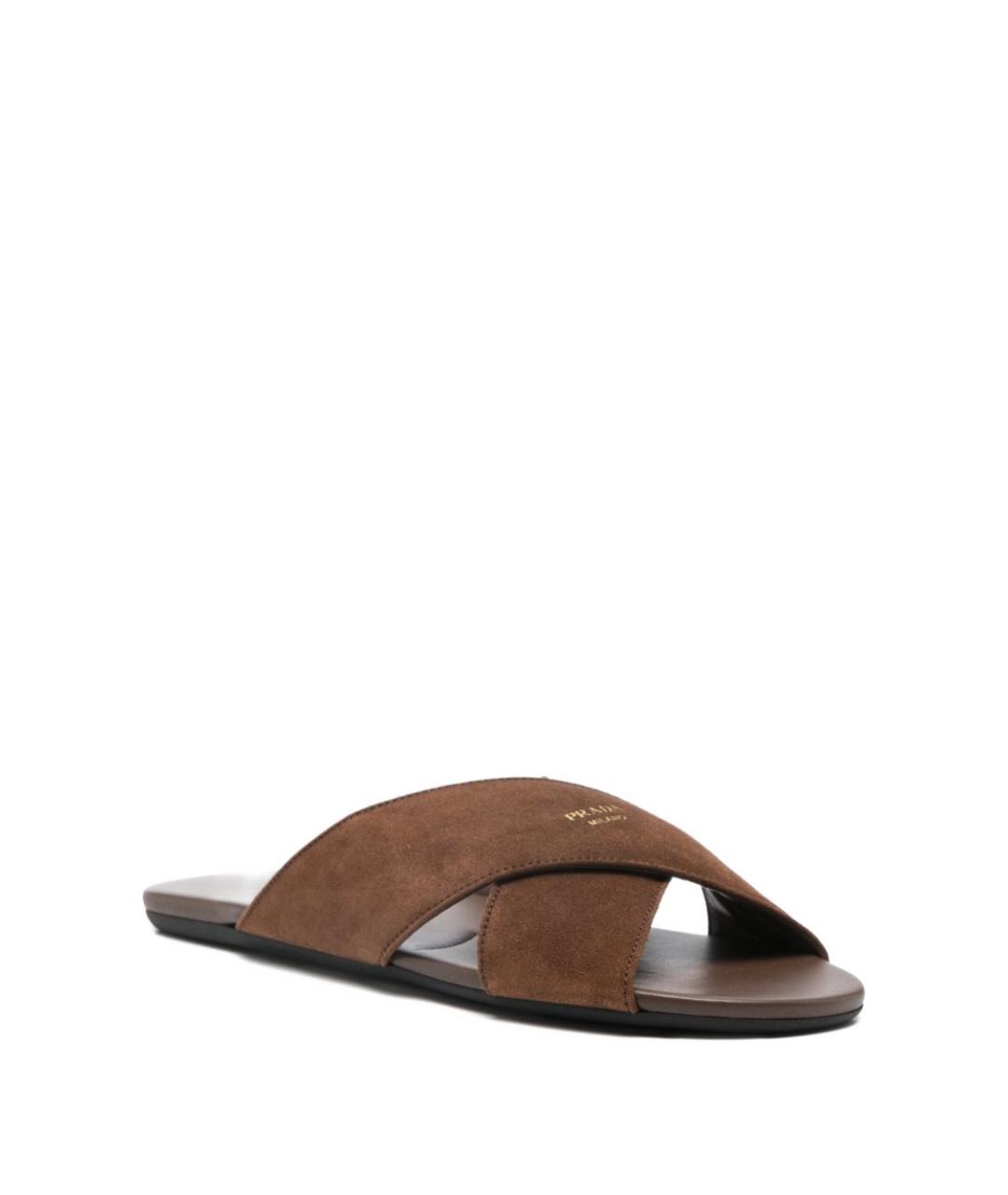 PRADA Коричневые кожаные сандалии, фото 3