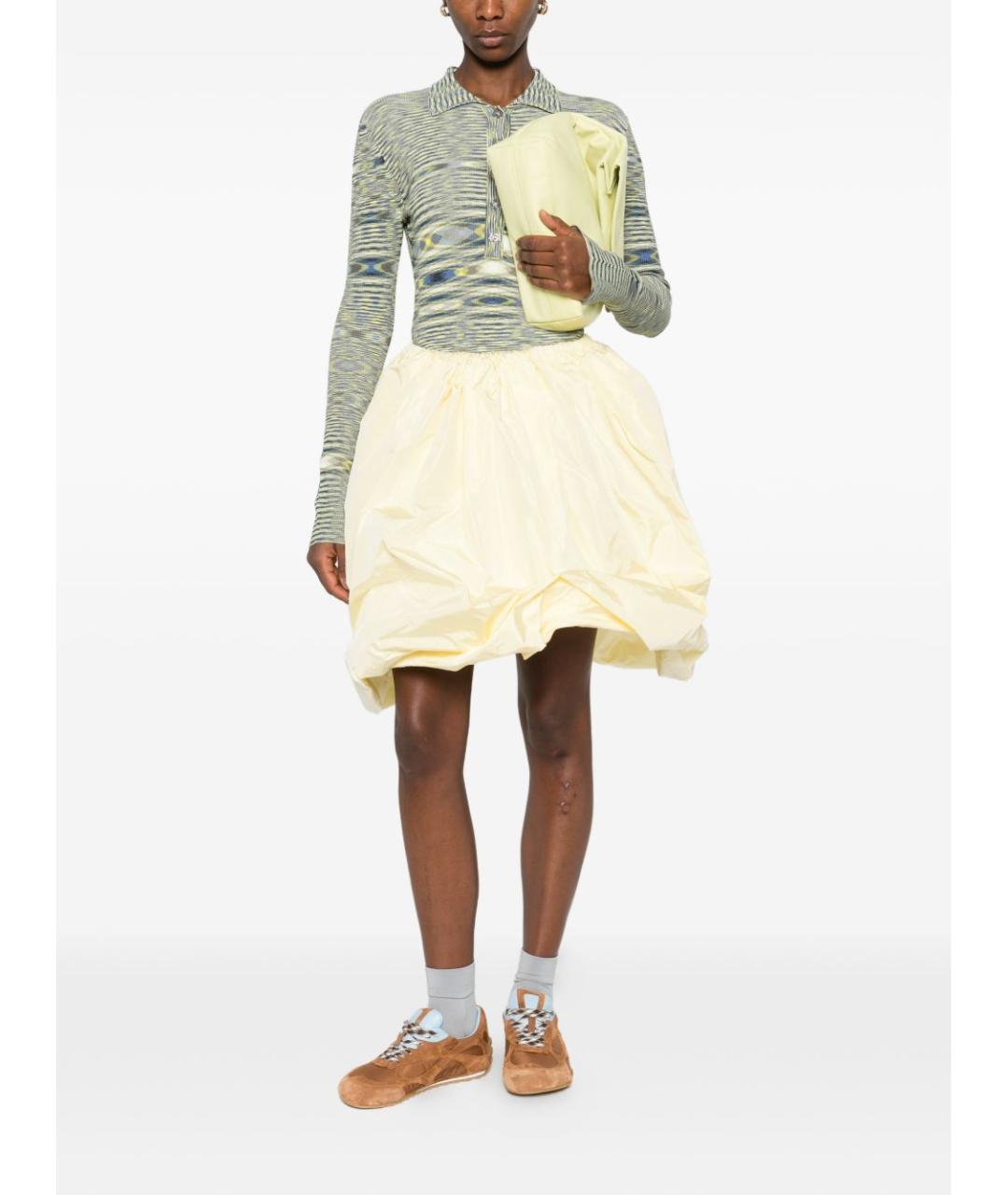 PRADA Бежевая шелковая юбка мини, фото 5