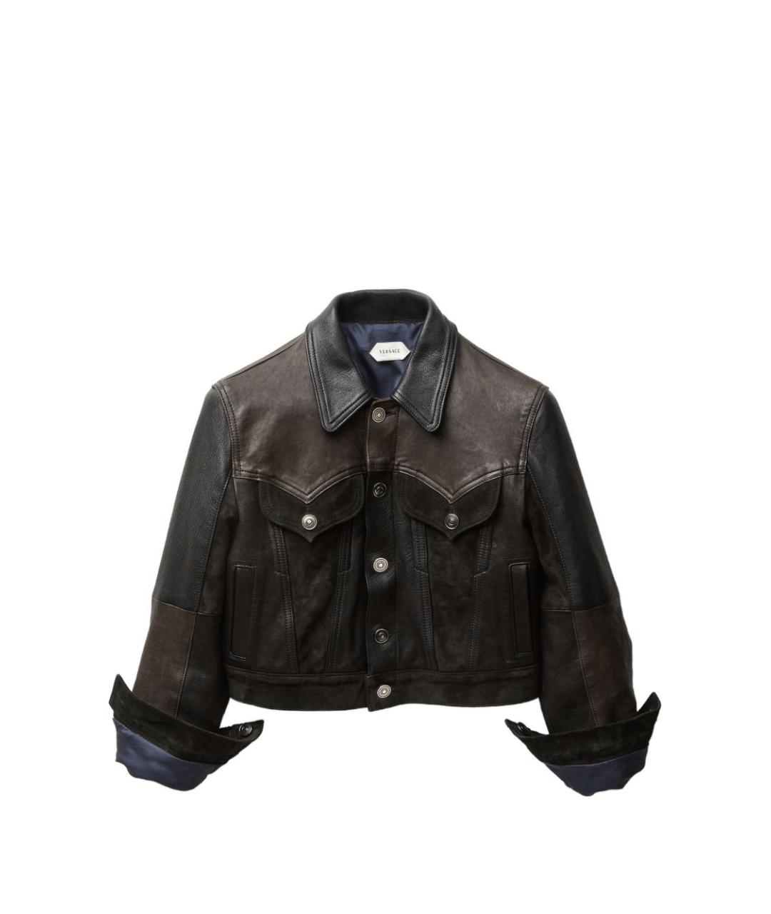 VERSACE Черная кожаная куртка, фото 1