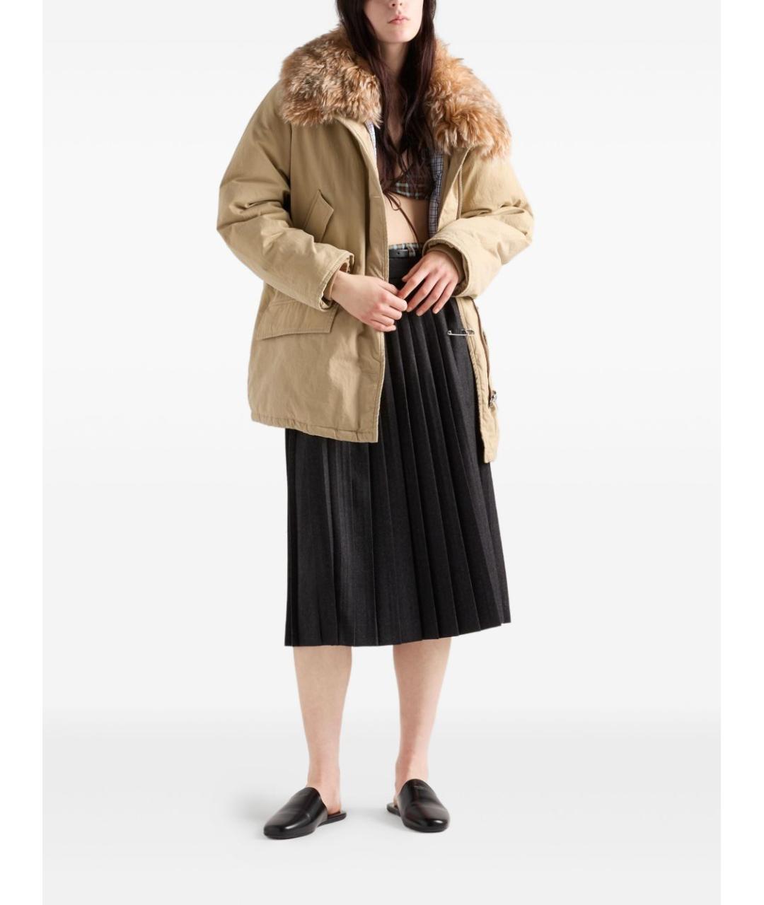 PRADA Серая шерстяная юбка миди, фото 3