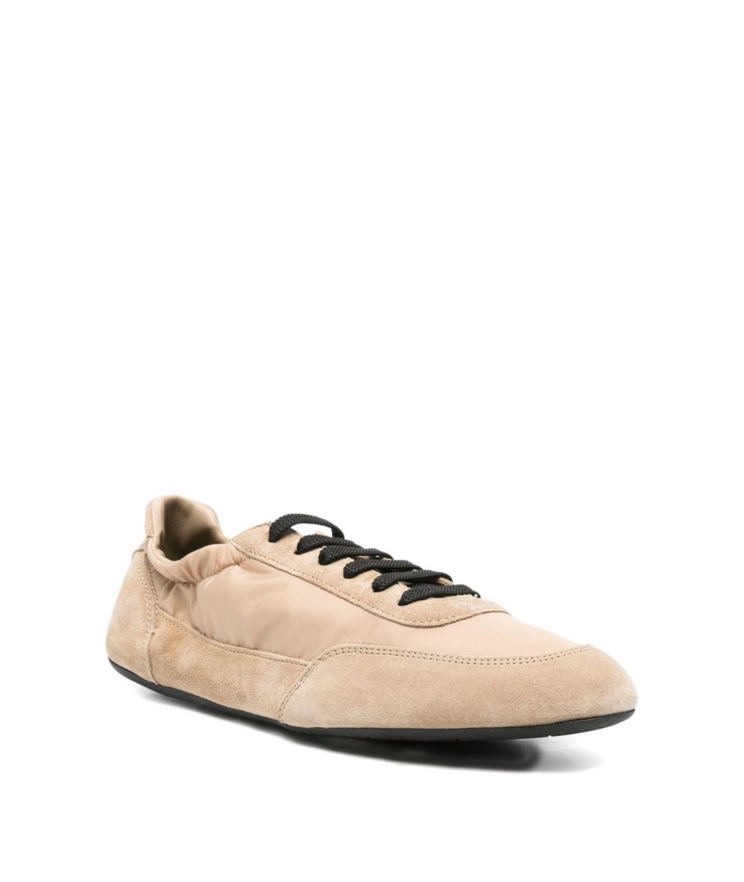 PRADA Бежевые кожаные кроссовки, фото 3