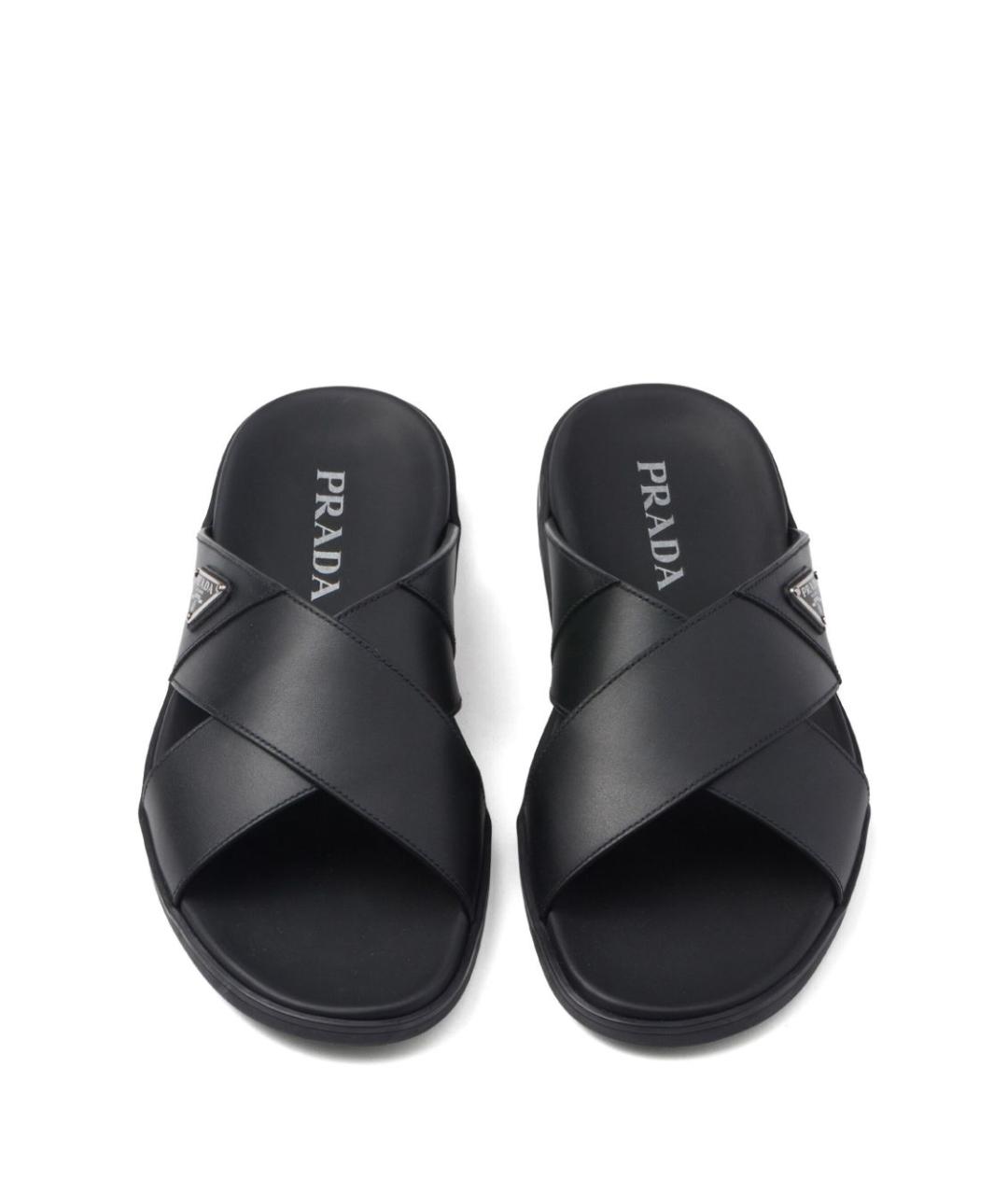 PRADA Черные кожаные сандалии, фото 2