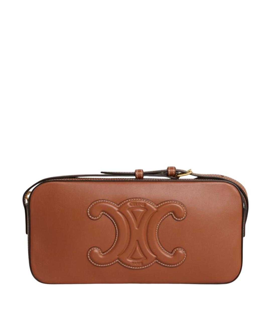 CELINE Коричневая кожаная сумка через плечо, фото 1