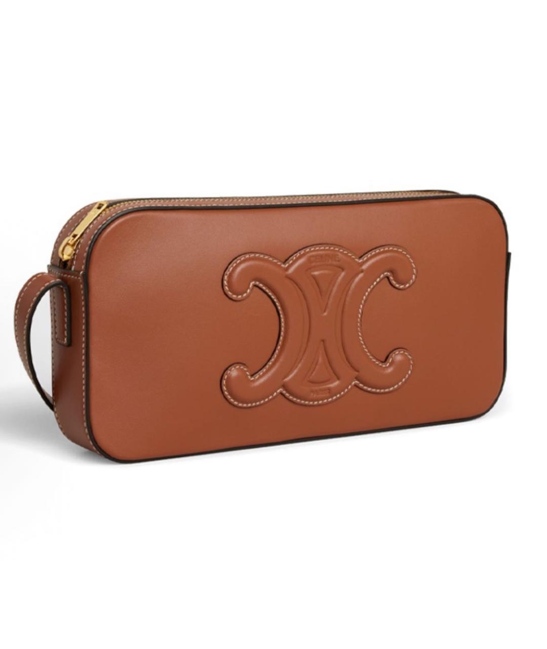 CELINE Коричневая кожаная сумка через плечо, фото 2