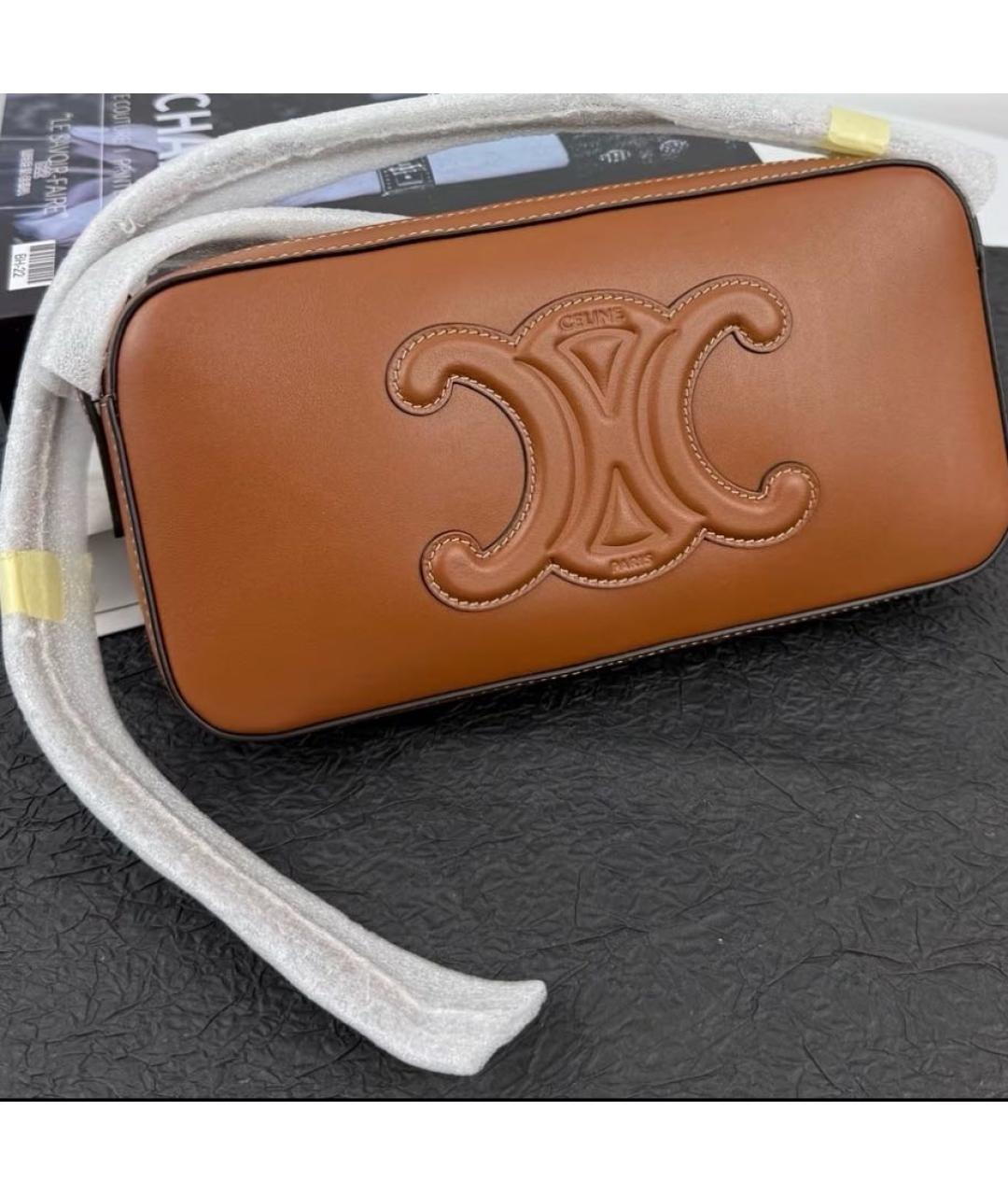 CELINE Коричневая кожаная сумка через плечо, фото 8