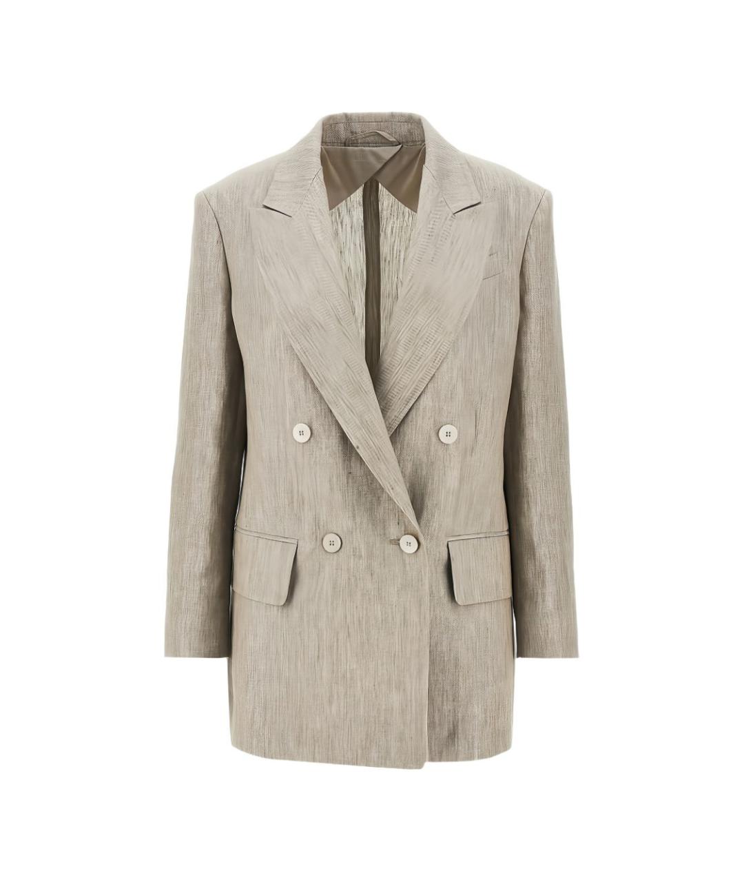 MAX MARA Бежевый льняной жакет/пиджак, фото 1