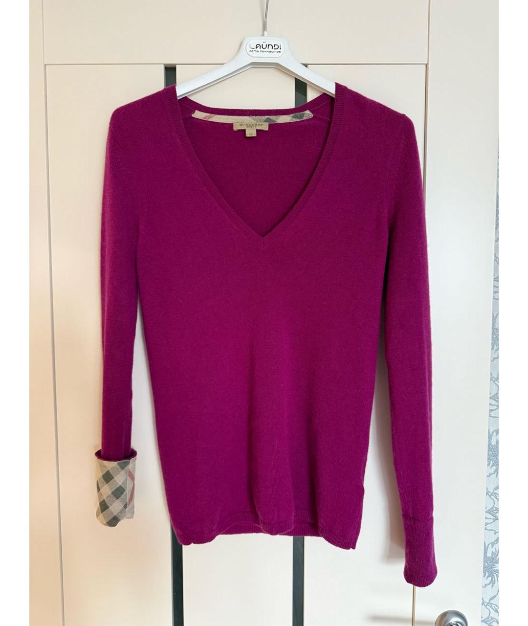 BURBERRY Фуксия кашемировый джемпер / свитер, фото 6