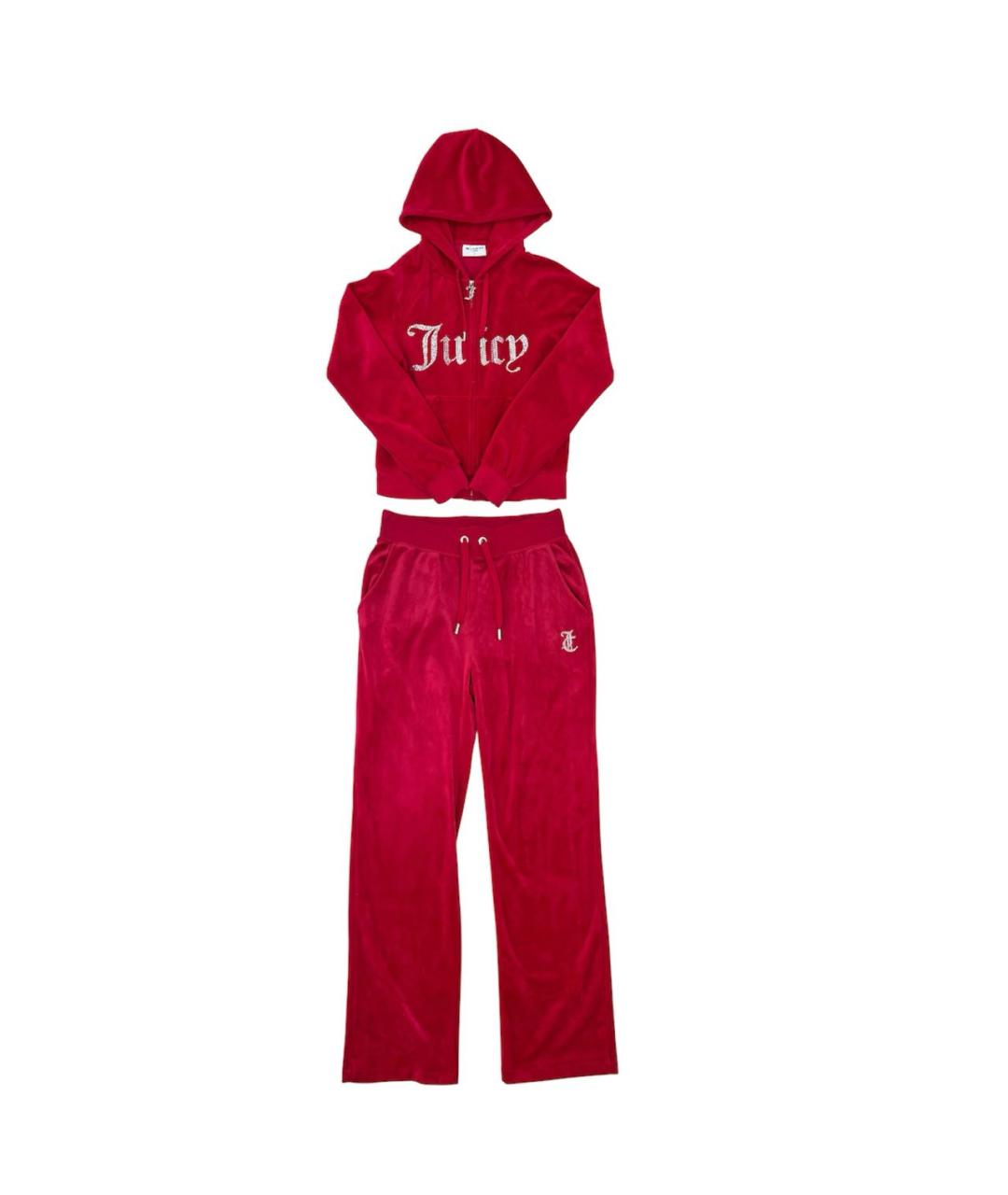 JUICY COUTURE Красный велюровый костюм с брюками, фото 9