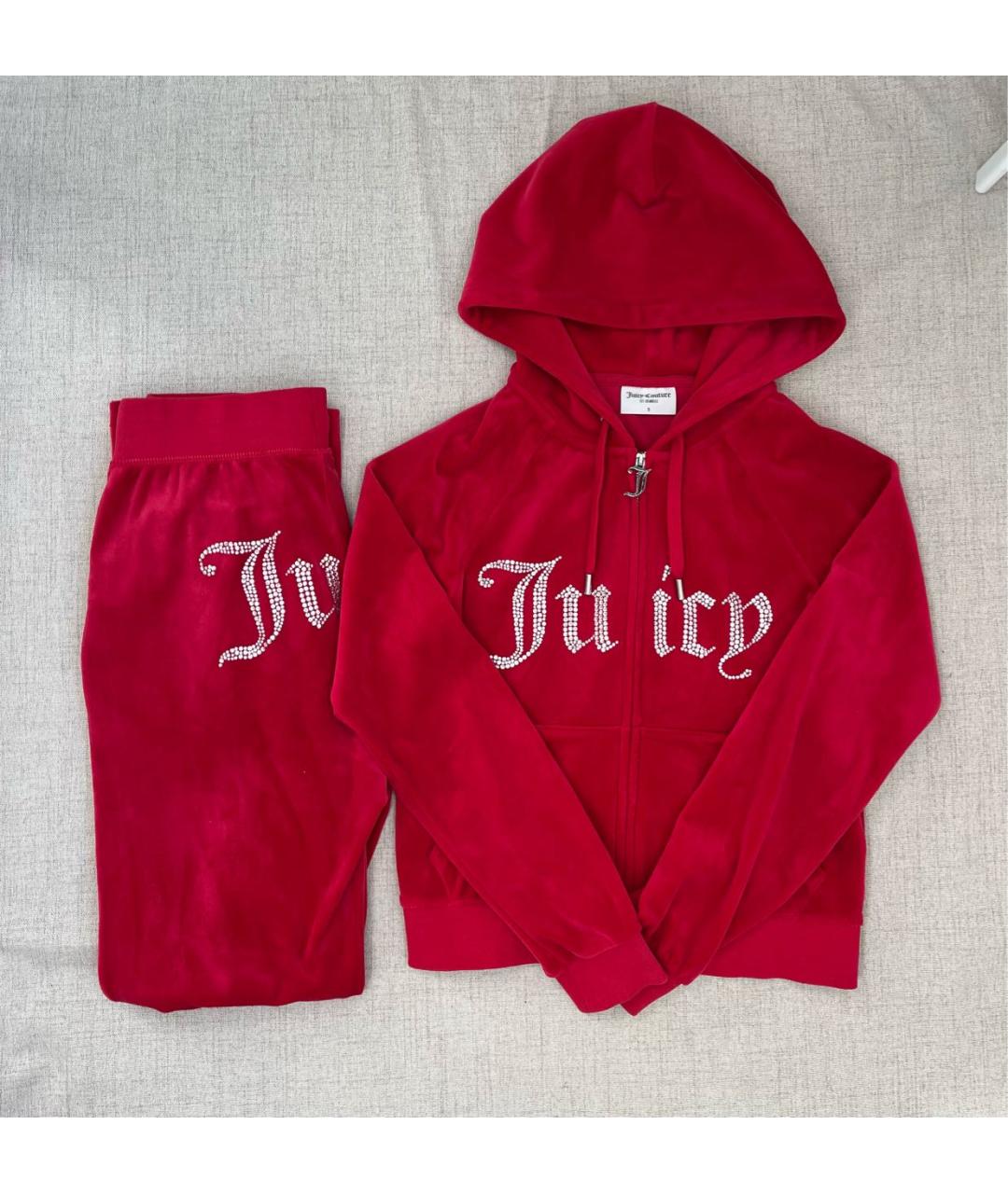 JUICY COUTURE Красный велюровый костюм с брюками, фото 3