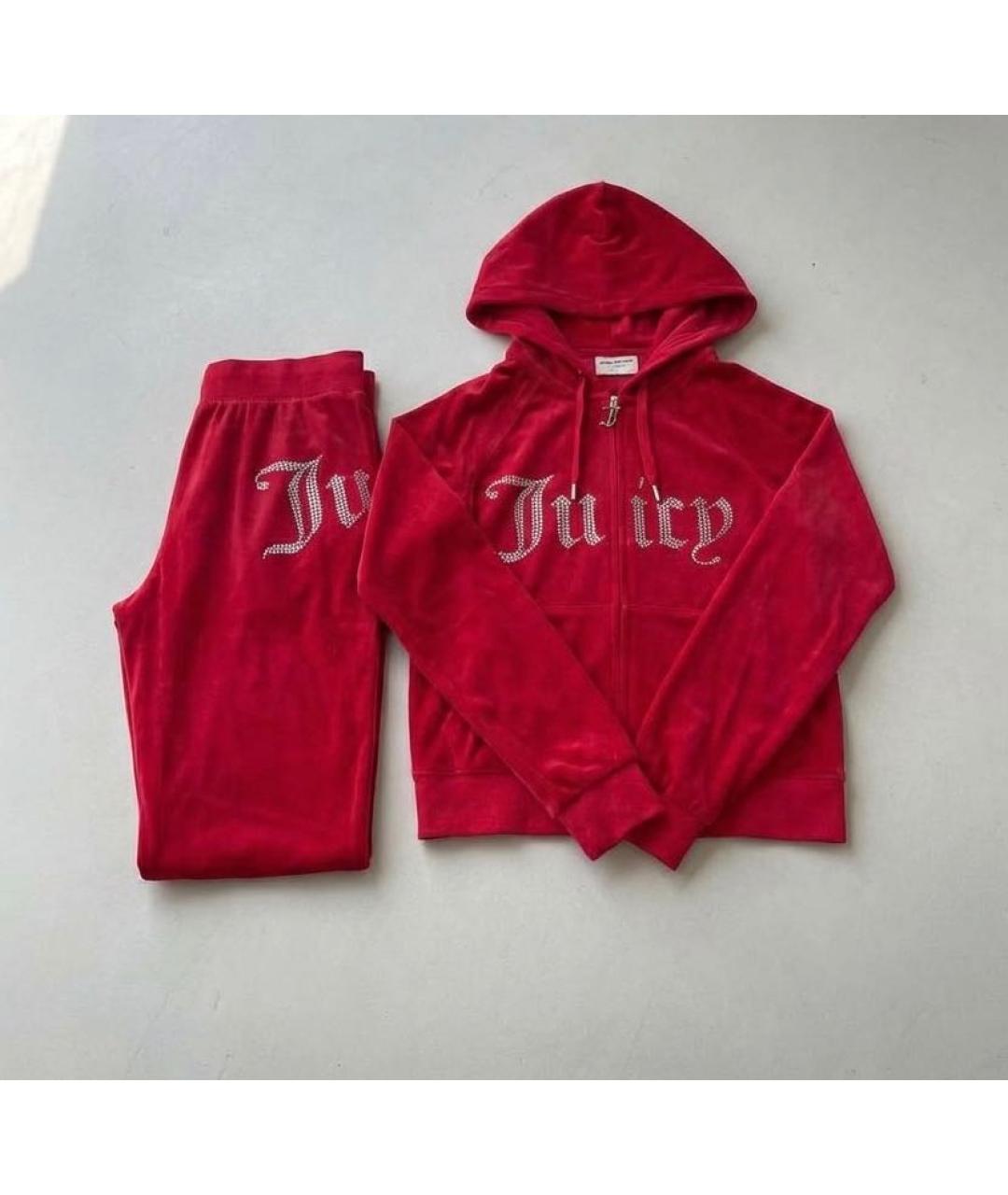 JUICY COUTURE Красный велюровый костюм с брюками, фото 2