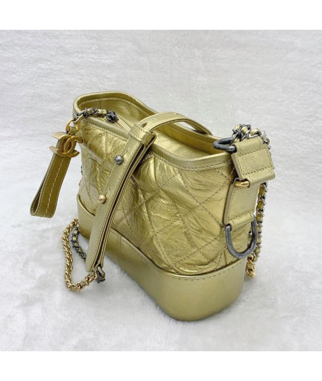CHANEL Золотая кожаная сумка через плечо, фото 4