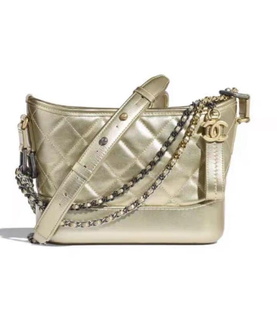 CHANEL Золотая кожаная сумка через плечо, фото 5
