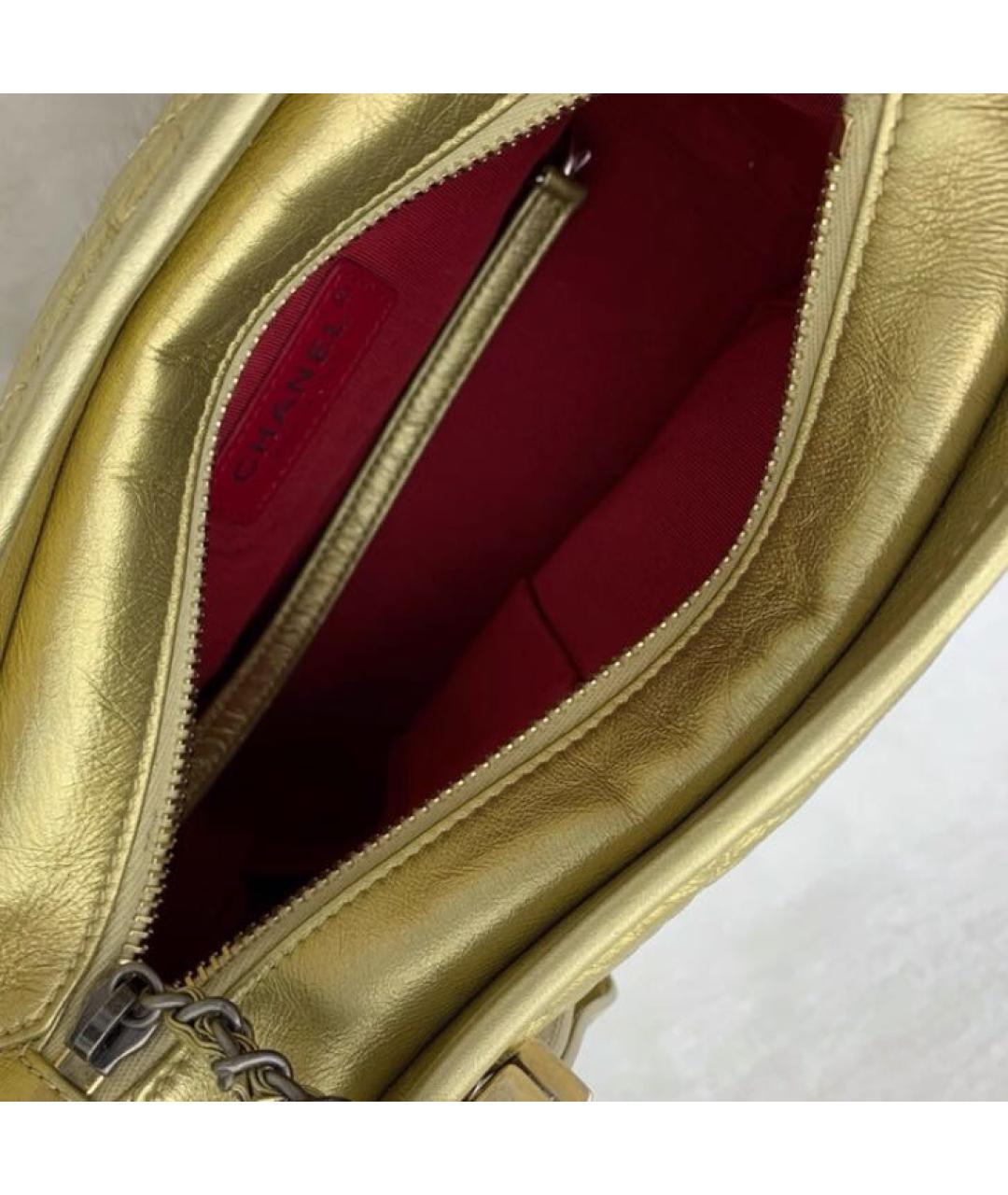 CHANEL Золотая кожаная сумка через плечо, фото 3