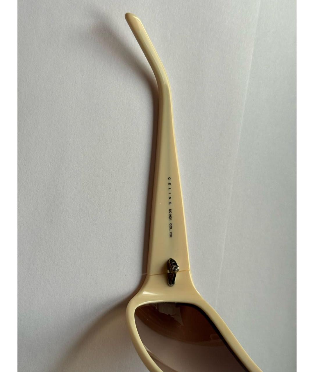 CELINE Бежевые пластиковые солнцезащитные очки, фото 5