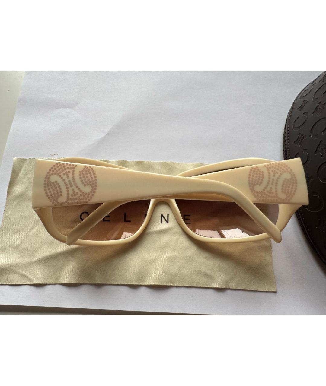 CELINE Бежевые пластиковые солнцезащитные очки, фото 7