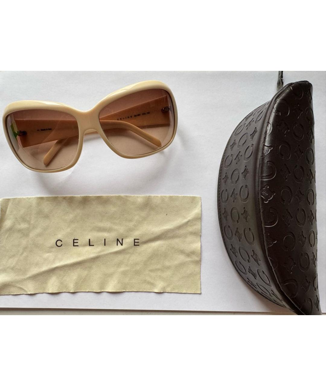 CELINE Бежевые пластиковые солнцезащитные очки, фото 4