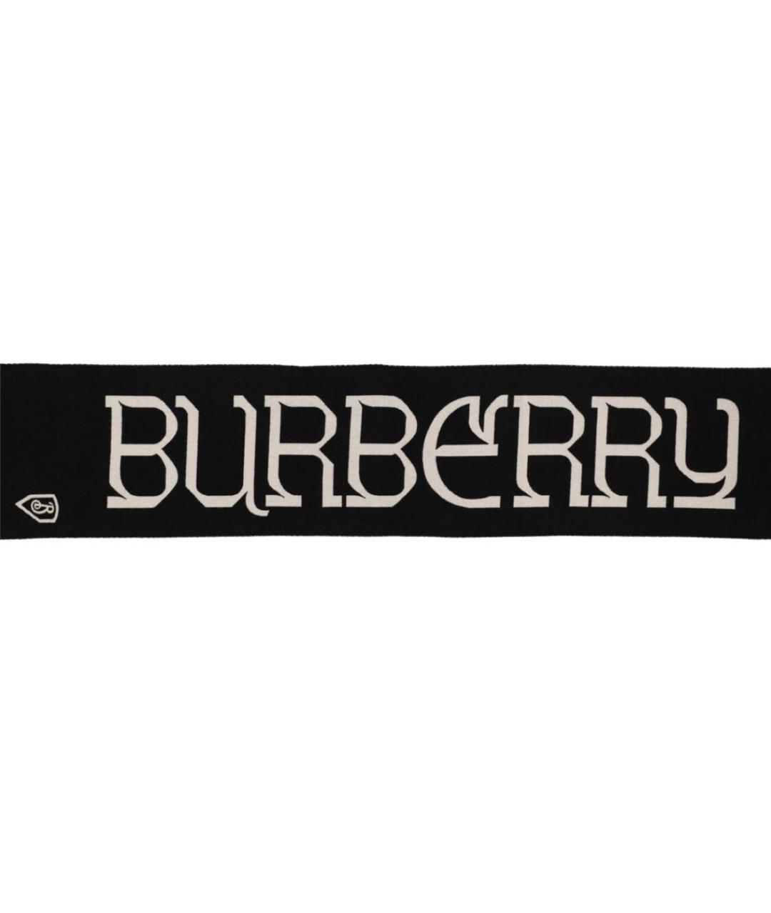 BURBERRY Черный шерстяной шарф, фото 4