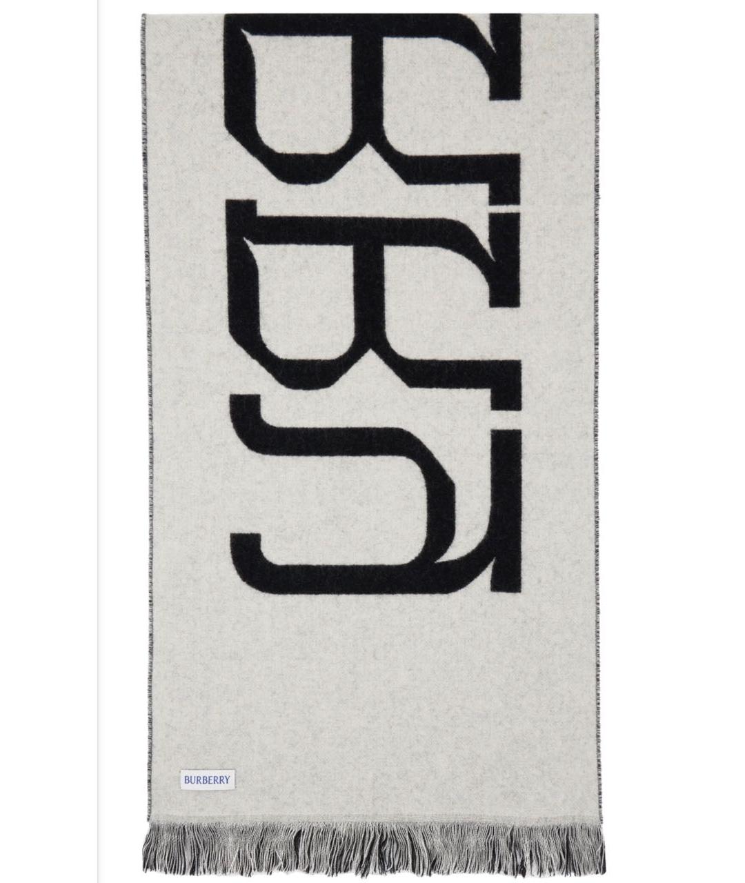 BURBERRY Черный шерстяной шарф, фото 5