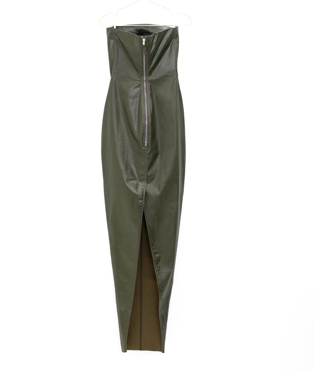 RICK OWENS Хаки хлопковое вечернее платье, фото 2