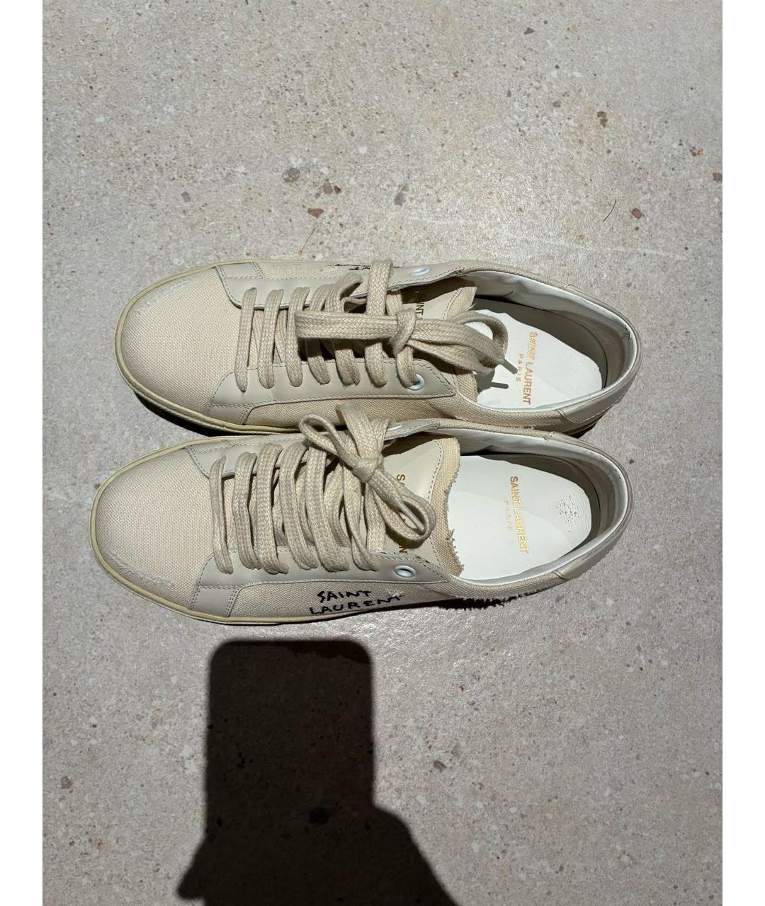SAINT LAURENT Бежевые текстильные кеды, фото 3