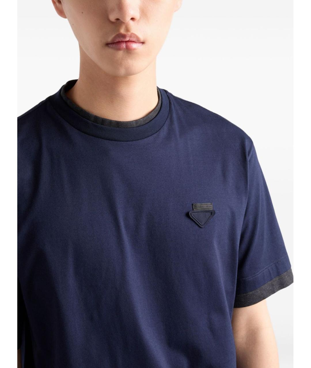 PRADA Синяя хлопковая футболка, фото 4