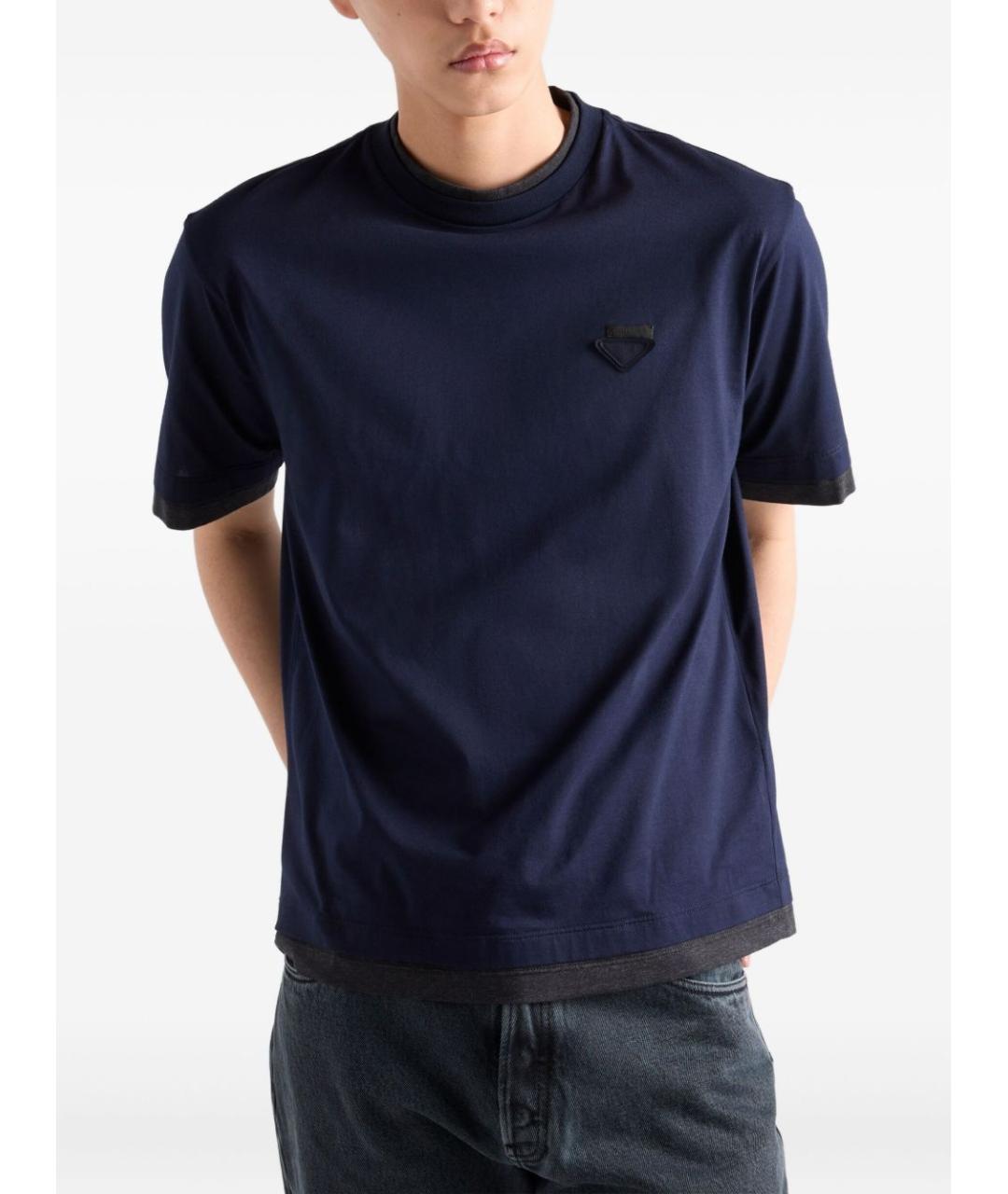 PRADA Синяя хлопковая футболка, фото 2