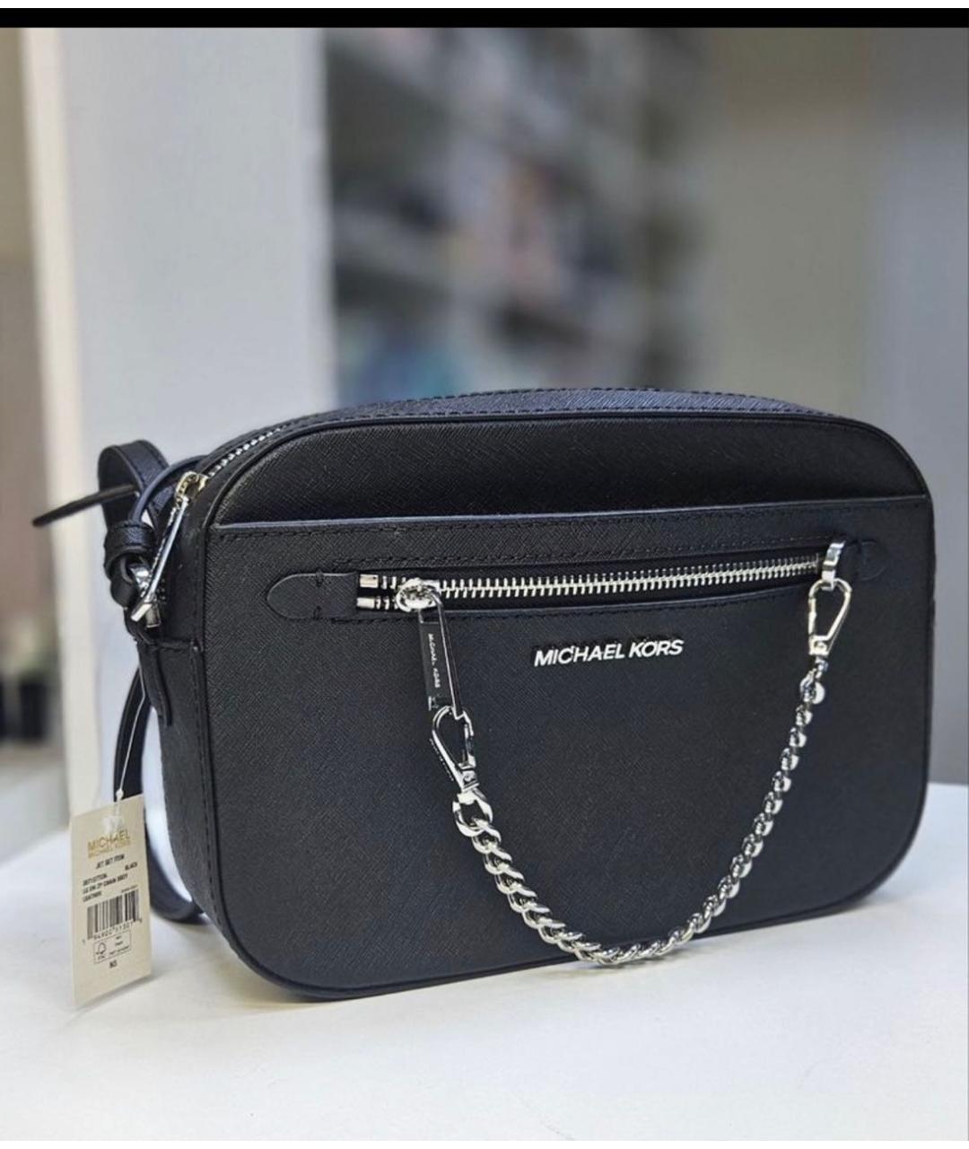 MICHAEL KORS Черная кожаная сумка через плечо, фото 4