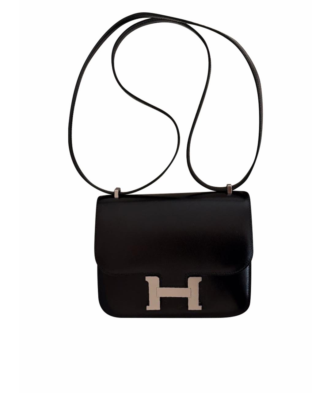 HERMES Черная кожаная сумка через плечо, фото 1