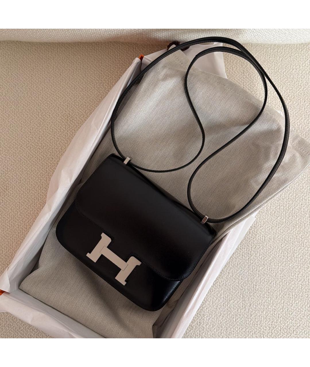 HERMES Черная кожаная сумка через плечо, фото 5