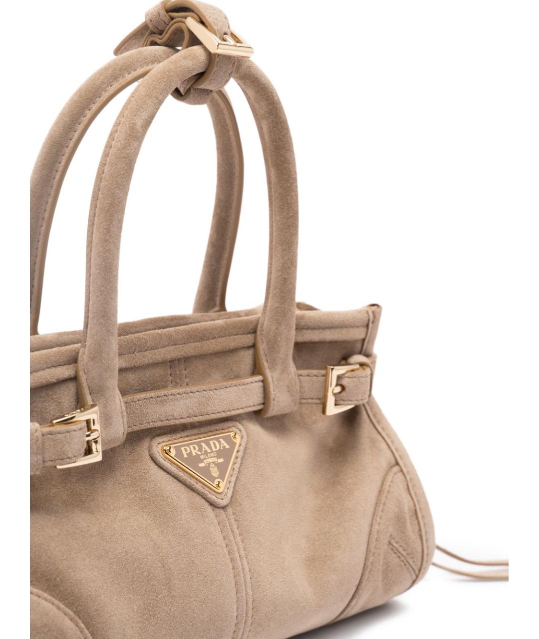 PRADA Бежевая замшевая сумка тоут, фото 6