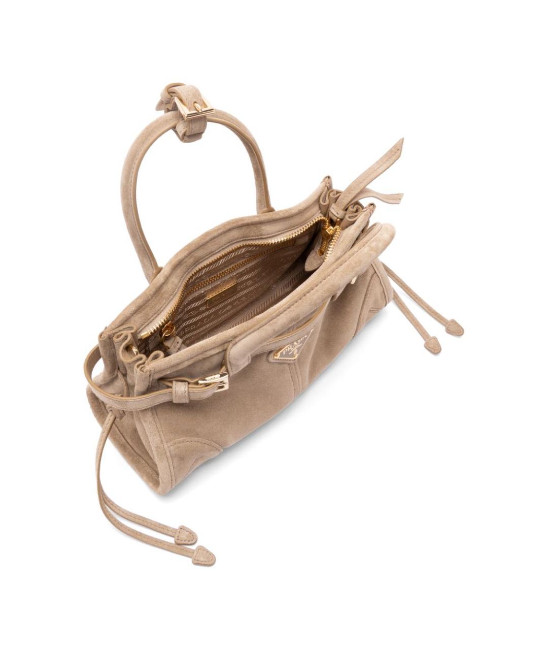 PRADA Бежевая замшевая сумка тоут, фото 5