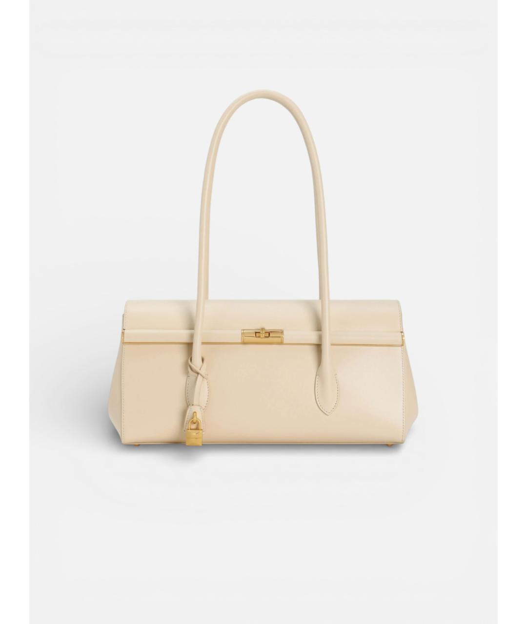 DOLCE&GABBANA Бежевая кожаная сумка с короткими ручками, фото 4