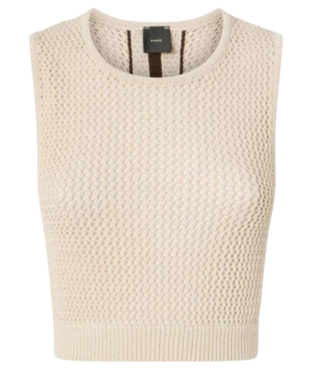 PINKO Бежевая хлопковая майка, фото 1