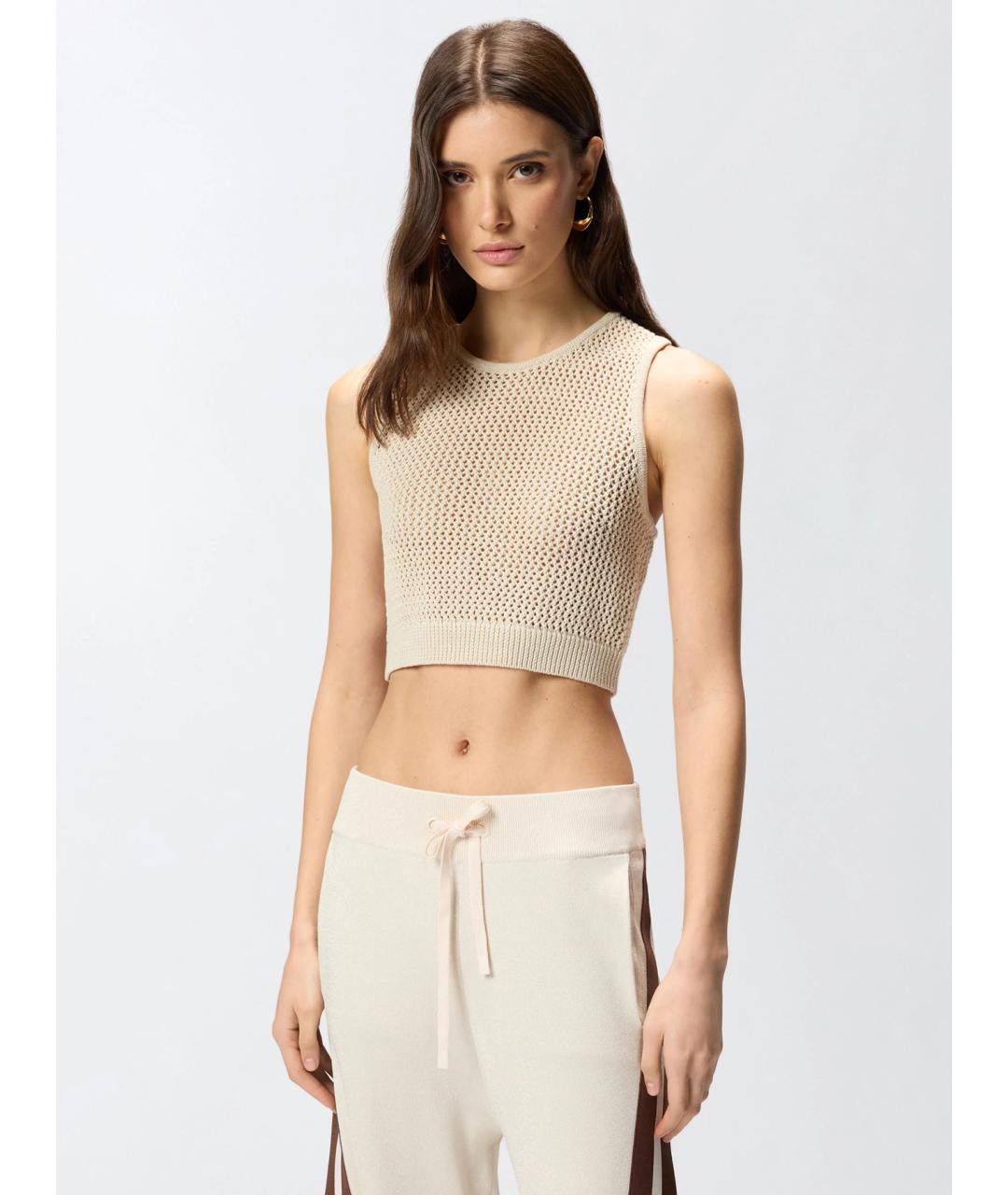 PINKO Бежевая хлопковая майка, фото 3