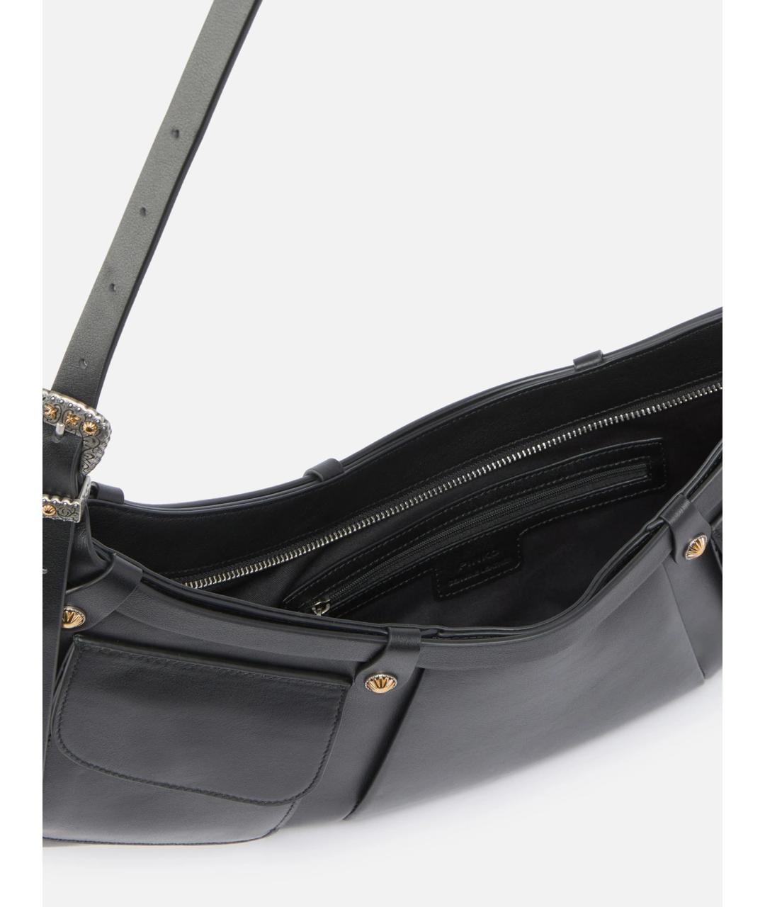 PINKO Черная кожаная сумка через плечо, фото 4