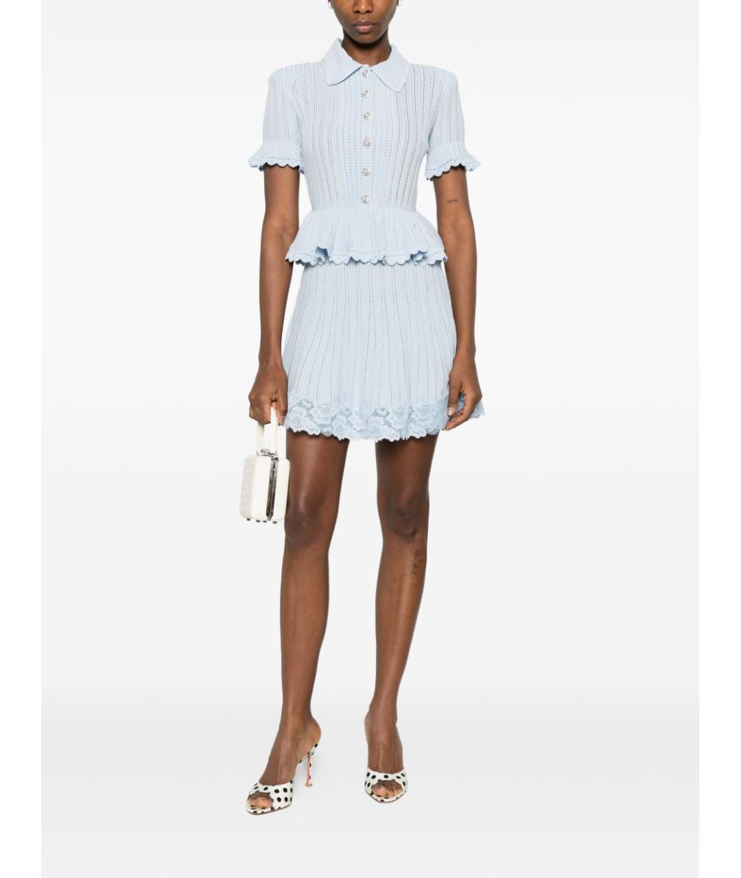 SELF-PORTRAIT Голубое повседневное платье, фото 4