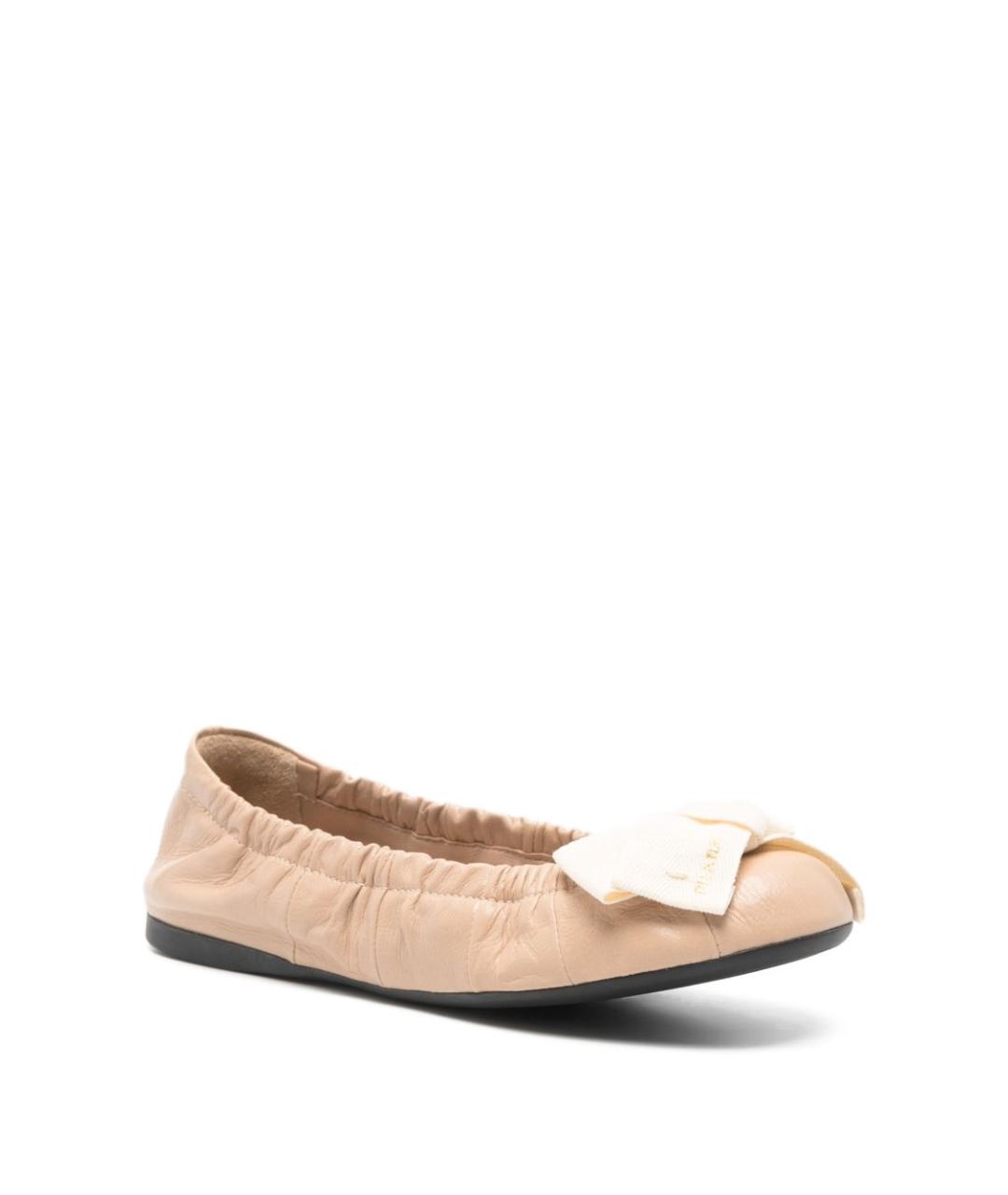 PRADA Бежевые кожаные балетки, фото 4