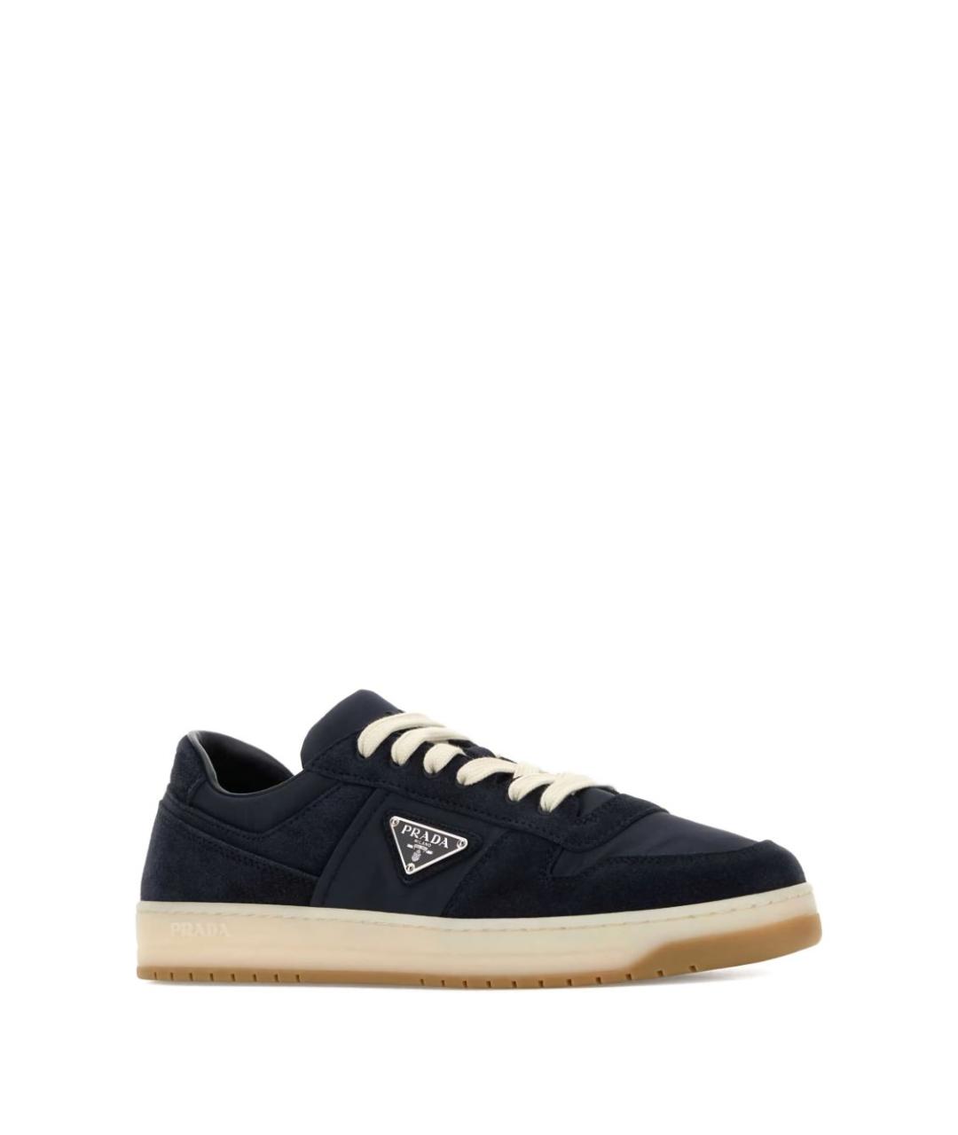 PRADA Синие кожаные низкие кроссовки / кеды, фото 2